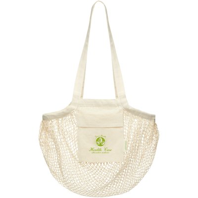 Duurzame draagtas van GOTS gecertificeerd biologisch katoen met groot open hoofdvak. Voorzien van twee handgrepen van 32 cm. Draaggewicht  tot 10 kg.