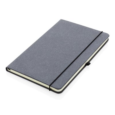Schrijf al je aantekeningen en creatieve ideeën op met dit A5 notitieboek van gerecycled leer met harde kaft. Stijlvol en met een mooie afwerking. Het notitieboekje heeft 80 vellen/160 pagina's 70 gm/s wit gekleurd gerecycled papier, een verticaal elastiek en een pennenlus.