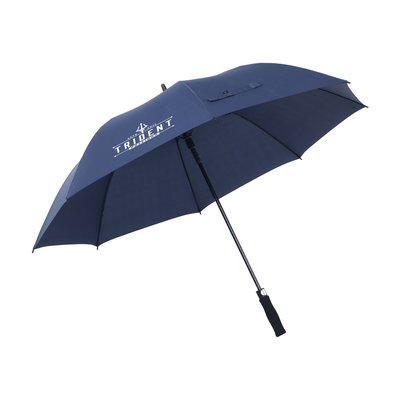 Paraplu van 190T RPET pongee (gemaakt van gerecyclede PET-flessen) met een extra grote schermdoorsnede van maar liefst 132 cm. Met automatische telescoopvering (auto-open), glasvezel frame en steel, soft foam handgreep en klittenbandsluiting. Waterafstotend.  