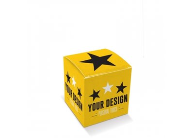 Kartonnen geschenkverpakking met custom-made full-colour bedrukking geschikt voor normale mok.